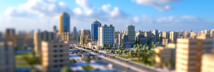 Naklejka premium 3d animation baghdad iraq downtown skyline