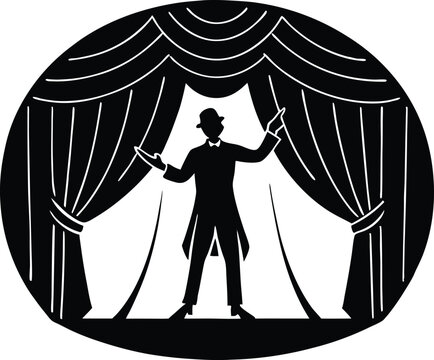 actor taking bow on stage silhouette