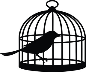 bird in cage silhouette