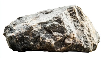 Obraz premium Gray and Black Irregular Rock Isolated on White Background