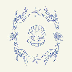 Vector illustration of an Pearl and Algae