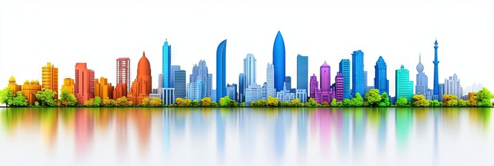 3D vector lahore downtown skyline 