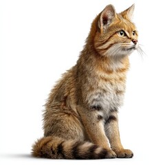 Obraz premium Sand Cat Sitting on White Background