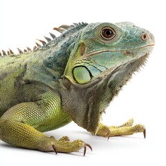 Obraz premium Green Iguana on White Background