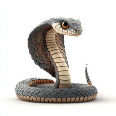 Fototapeta premium Cartoon King Cobra Snake in Hooded Pose 3D Render