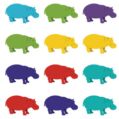 Creative Flat Vector Illustrations of hippo: Minimalist, Modern, and Perfect for Pet-Themed Graphics.Charming Flat Vector hippo Illustration: Playful, Minimal, and Versatile Cartoon Primate Design
