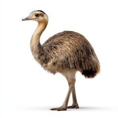 Young Rhea Bird Standing on White Background