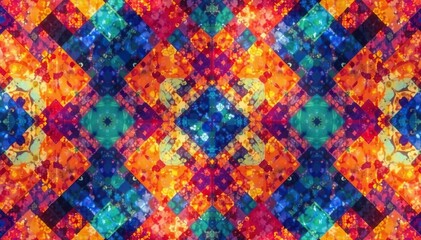 Abstract geometric pattern, vibrant colors repeating seamlessly , digital, repeating, contemporary