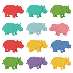 Creative Flat Vector Illustrations of hippo: Minimalist, Modern, and Perfect for Pet-Themed Graphics.Charming Flat Vector hippo Illustration: Playful, Minimal, and Versatile Cartoon Primate Design
