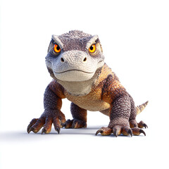 Obraz premium Cute Cartoon Komodo Dragon Baby Reptile 3D Render