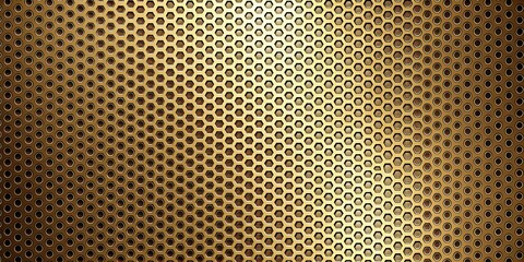 Abstract Golden Honeycomb and Circular Perforated Metal Texture Background
