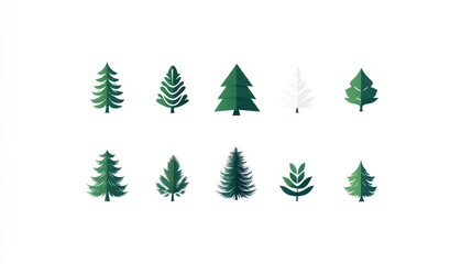 Obraz premium Simple Christmas Tree Icons Collection