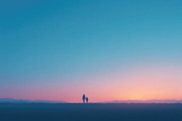 minimalistic image of family silhouetted against serene background conveying and love