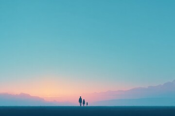 Fototapeta premium minimalistic image of family silhouetted against serene background conveying and love