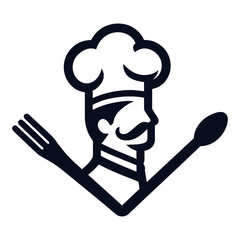 Shef cooking man icon silhouette, vector illustration