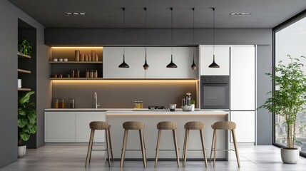 Stylish Minimal Modern Kitchen Interior Design with Elegant Decor