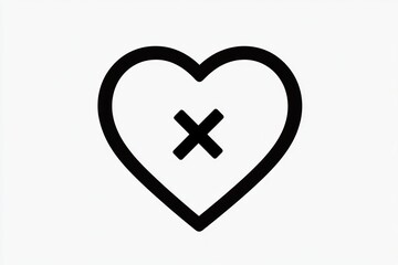 Obraz premium Heart Icon with Reject Symbol