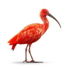 Scarlet Ibis Standing on White Background.