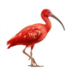 Obraz premium Scarlet Ibis Bird Isolated on White Background.