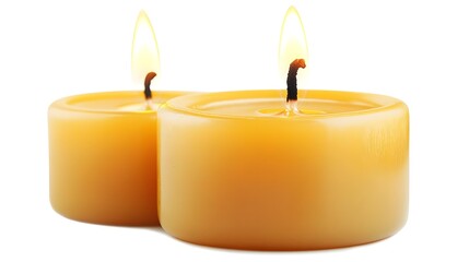 Isolated Burning Candles on White Background for Relaxation Themes