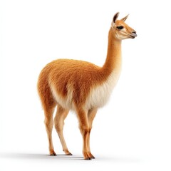 Standing Vicu&ntilde;a Isolated on White Background.