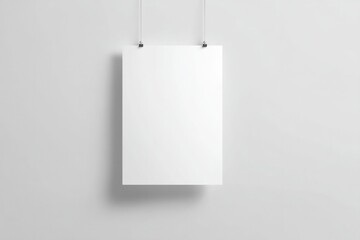 plain poster mockup hangs on bare wall offering minimalistic style and ample copy space