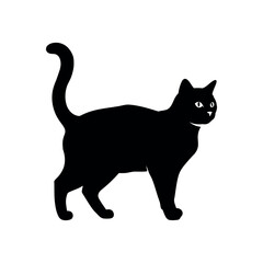 Elegant Black Cat Silhouette A Vector Illustration of a Feline