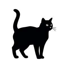 Obraz premium Elegant Black Cat Silhouette A Vector Illustration of Feline Grace and Mystery