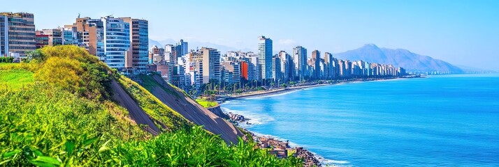 Fototapeta premium cinematic lima peru downtown skyline 