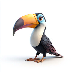 Adorable Cartoon Toucan Bird Illustration White Background