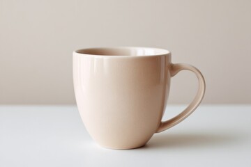 Obraz premium single ceramic mug sits on plain tabletop isolated against bright neutral background