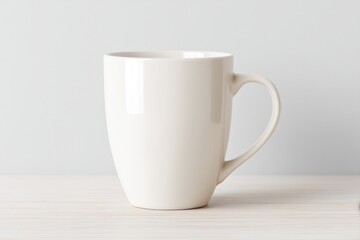 Obraz premium single ceramic mug sits on plain tabletop isolated against bright neutral background