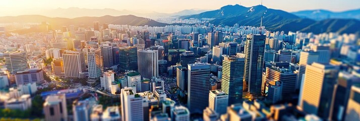 Fototapeta premium cinematic seoul south korea downtown skyline 
