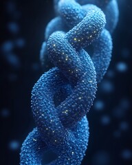Glowing Blue Strand Abstract Cellular Structure