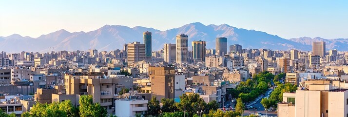 cinematic tehran iran downtown skyline 