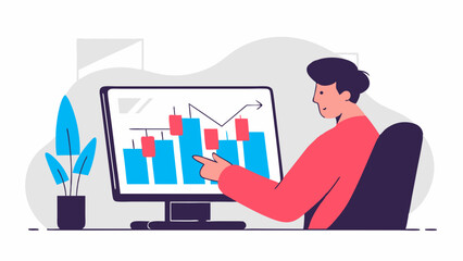 A businessman's hand uses technology to draw a growth graph on a screen, illustrating financial success