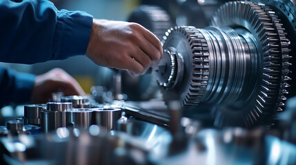 Mechanic Working on Industrial Machinery