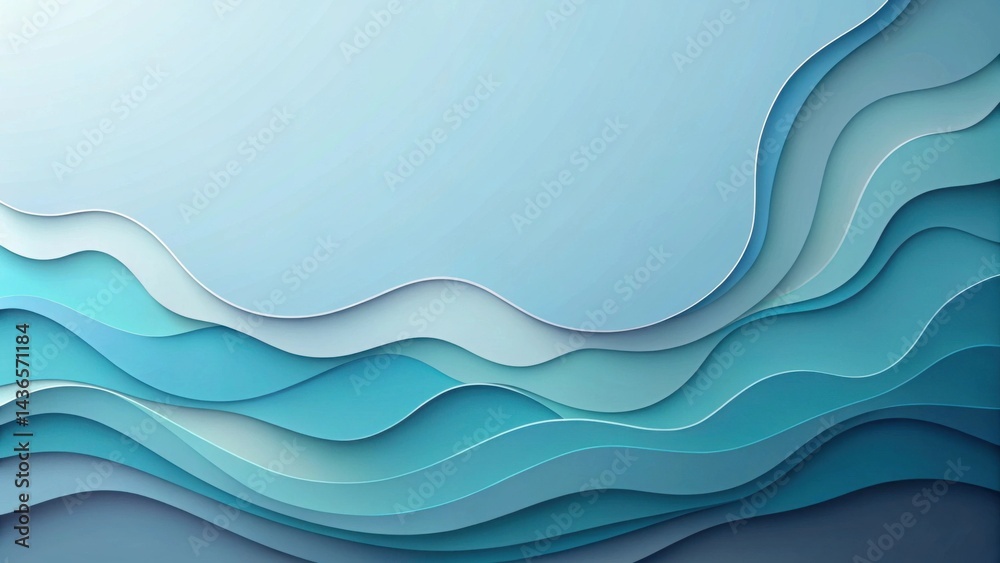 Poster layered blue undulating waves abstract background design for modern presentations and digital projec