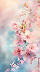 Fototapeta premium Pastel Pink Cherry Blossoms Soft Focus Spring Floral Photography