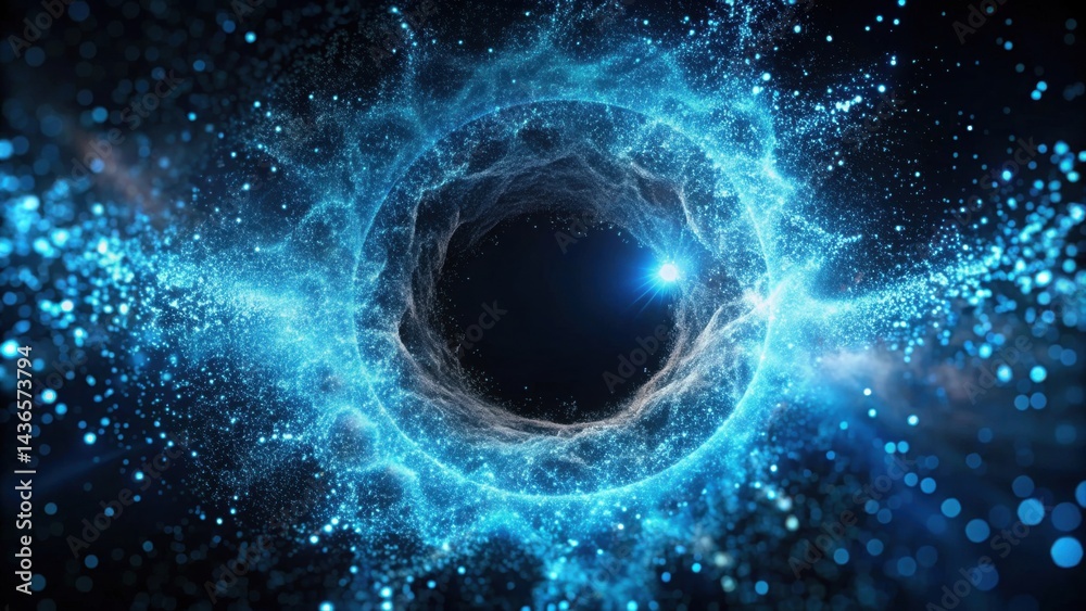 Poster Abstract Cosmic Portal Glowing Nebula Particles in a Circular Vortex of Light and Energy
