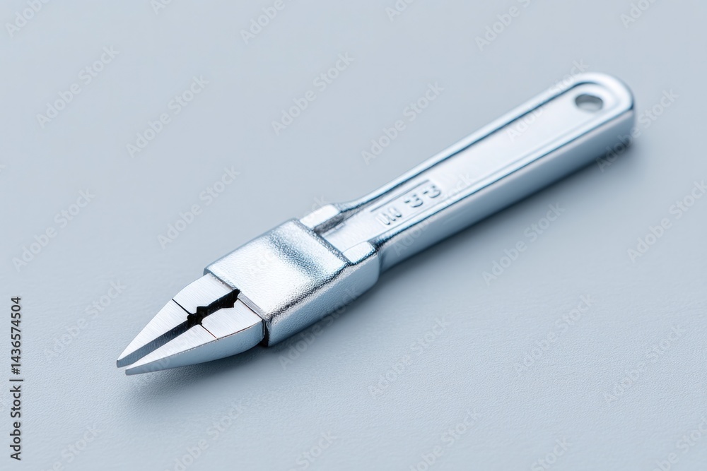 Poster capture clean image of single electrician tool such as pliers on plain backdrop showcasing its simpl