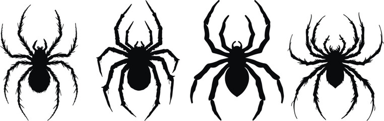 Creepy Crawlers in Nature's Web, Illustration for Halloween Theme