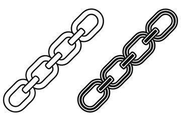 Isolated Chain Links, Seamless Black Outline, Security Concept, Symbol on White