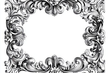 Detailed floral frame with swirling leaves and flower decorations