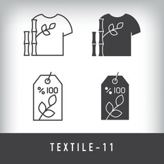 Natural fabric, herbal, label, ecological and textile designs. Simple linear and flat artistic art icon set.
