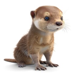 Obraz premium A digitally rendered image of a cute, small otter.