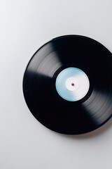 Obraz premium minimalistic image of vintage vinyl record positioned centrally on plain white background to emphasize simplicity
