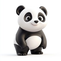 Naklejka premium Cartoon panda character poses happily.