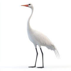 Obraz premium White heron standing tall against a plain background.