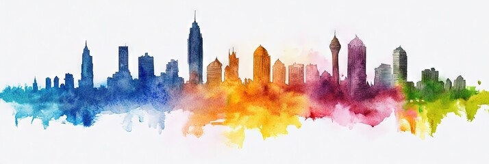 watercolor lahore downtown skyline 